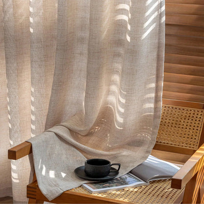 1pc Japanese linen sheer curtain windproof breathable semi dark bedroom living room partition curtain  Mosquito prevention