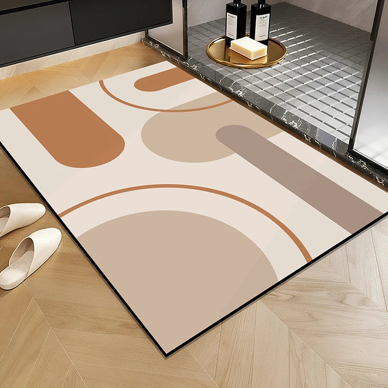1 Elegant Style Diatomaceous Earth Material Machine Washable Rectangular Bathroom Mat, Absorbent Pad, and Entrance Door Mat
