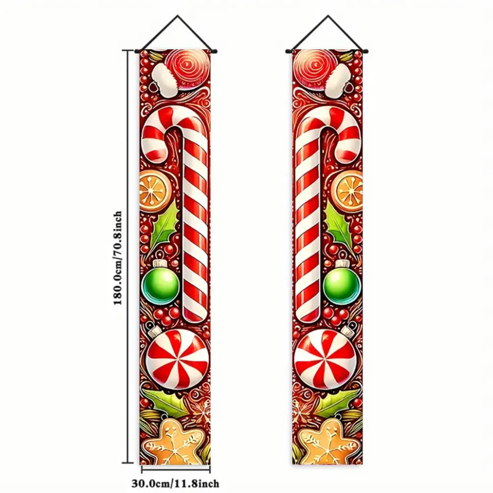 Christmas New Year Decorations Couplet Santa Snowman Door Banner For Home 2025 Xmas Hanging Ornaments Navidad Gift New Year 2026
