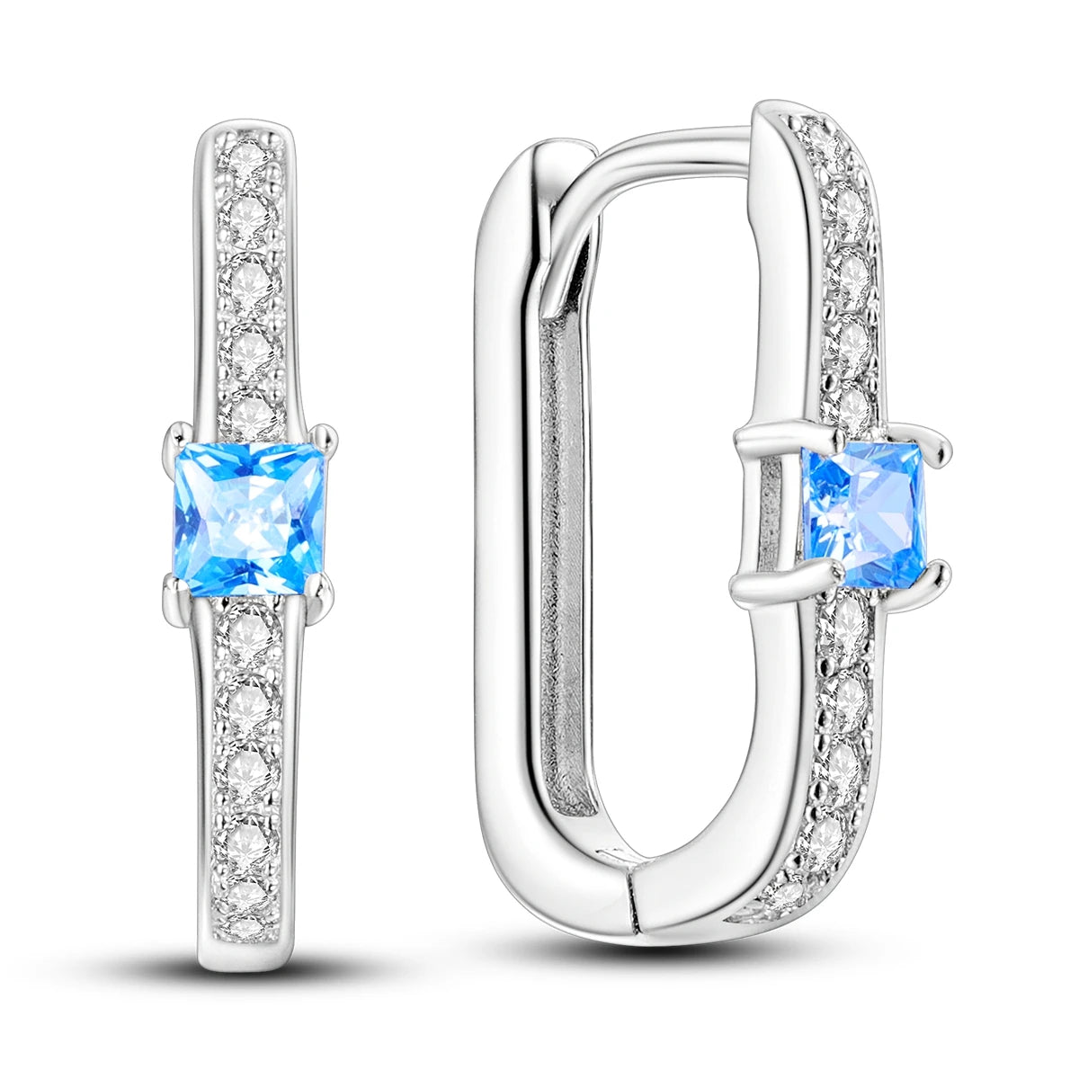 Orstarry Original 925 Sterling Silver Minimally Design Blue Zircon Earrings Women Hoop Earring Anniversary Jewelry Gifts