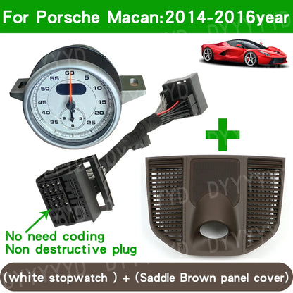 For Porsche Macan 95B 2014-2023 Stopwatch Compass Chrono Clock Watch Instrument Panel Cover Car Interior Dashboard Accessories