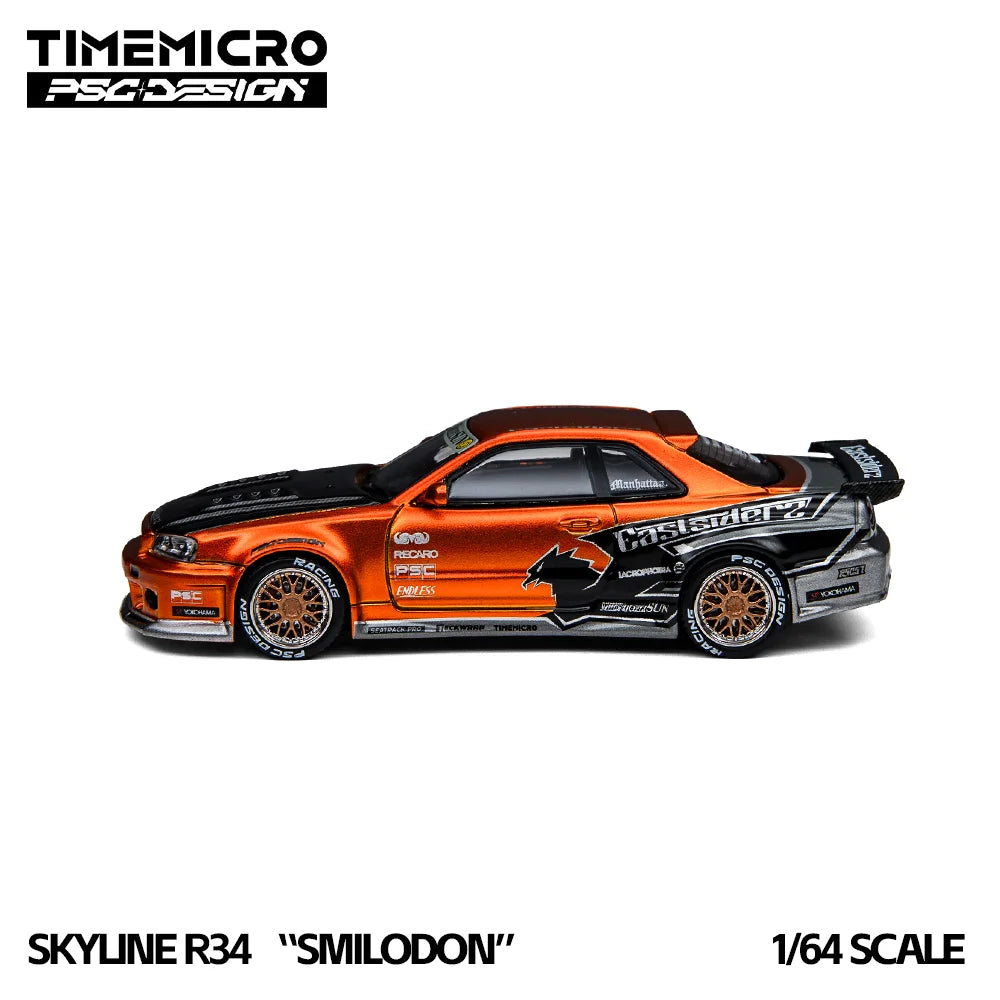 TimeMicro1:64 Realistic R34 Eastsiderz Tribute Diecast Car Model Modified Style Mini Scene Layout Accessory