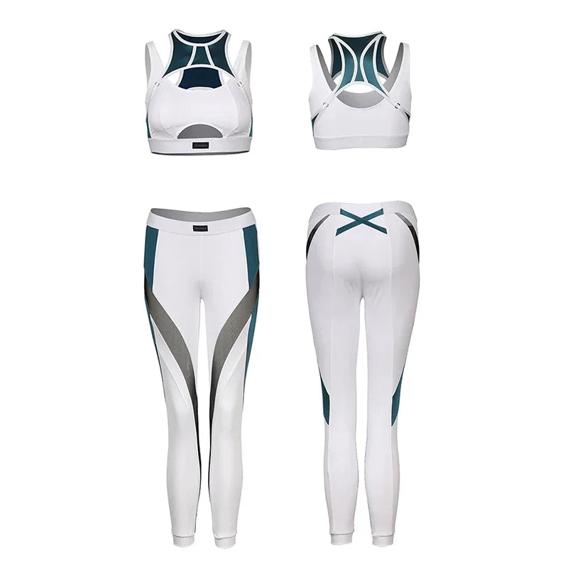 Patchwork Tight Yoga Set for Women Sexy Cosplay Sports Outfit Thermal Activewear