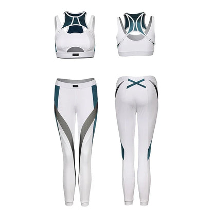 Patchwork Tight Yoga Set for Women Sexy Cosplay Sports Outfit Thermal Activewear