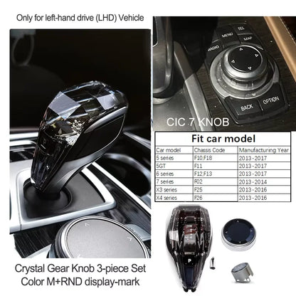 Crystal Gear Shift Lever Knob Set For BMW 5 Series G30 G32 G01 G08 7 Series G11 G12 F10 F20 F30 F32 F25 F26 X5 X6 F15 F16
