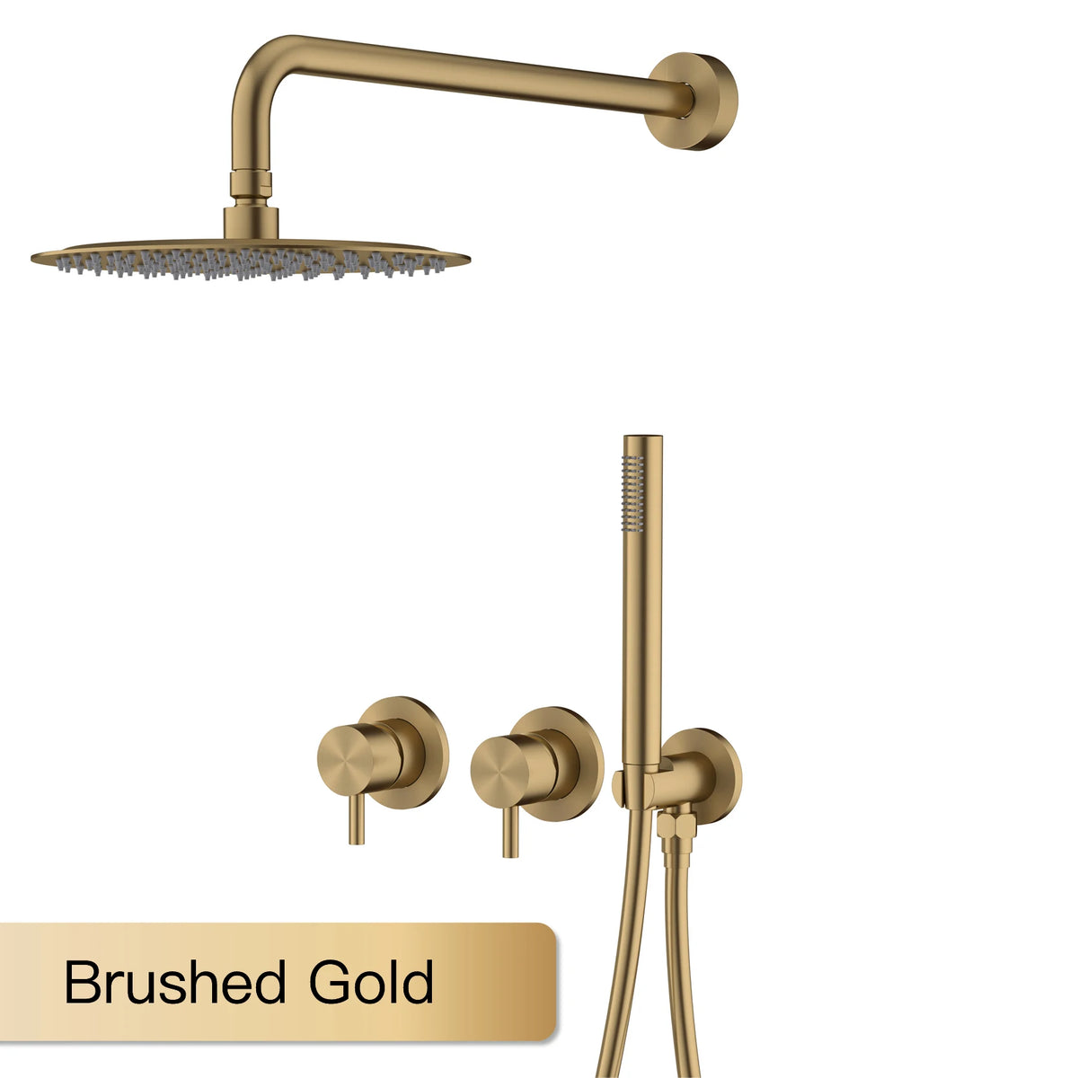 AITANA Minimalist Bathroom Brushed Nickel Shower System Wall-Mounted Modern Embedded Dual Function Rainfall And Handheld Brass
