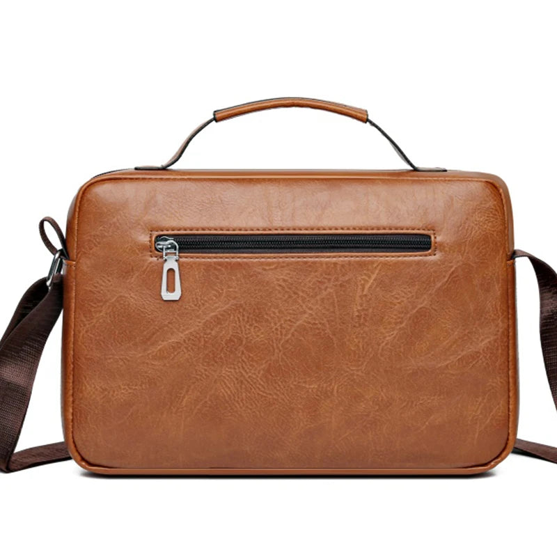 Durable Retro Men’s Crossbody Bag, Soft Faux Leather Handheld Messenger Purse Available in Black, Brown & Coffee Solid Colors