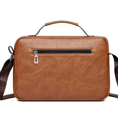 Durable Retro Men’s Crossbody Bag, Soft Faux Leather Handheld Messenger Purse Available in Black, Brown & Coffee Solid Colors