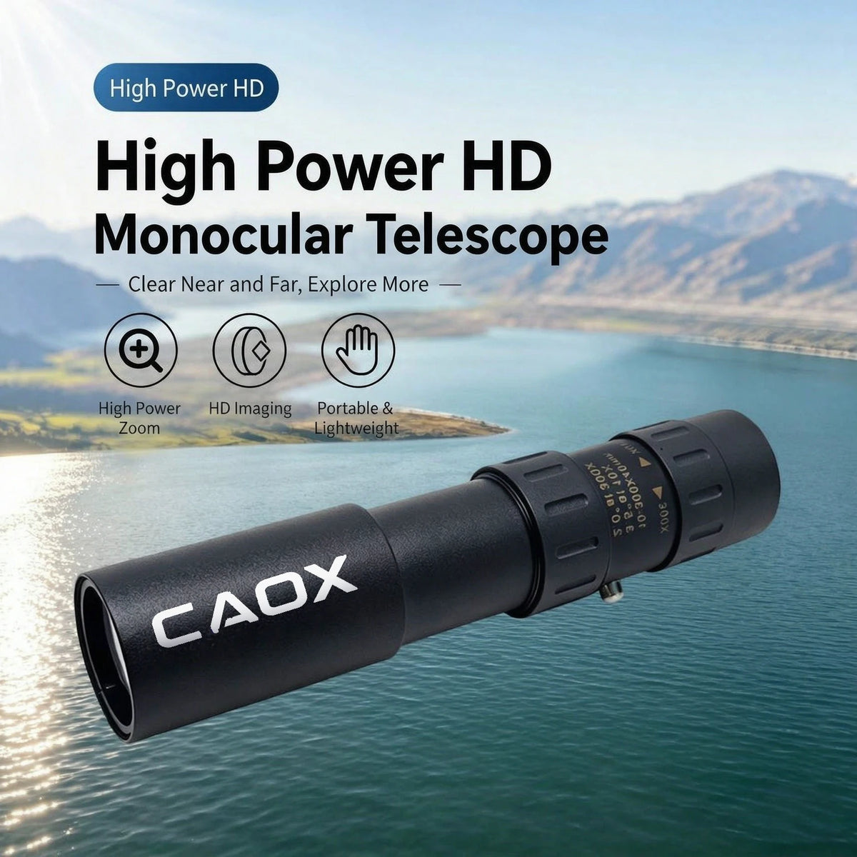 CAOX 10-30x25HD Binoculars Portable Professional Monocular Powerful Long Distance, Suitable for Hunting, Outdoor, and Concerts