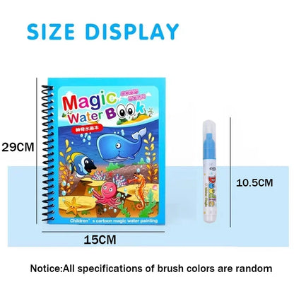 Magic Water Coloring Book With Refillable Water Pen Montessori Coloring Books Early Education and Learning Puzzle Drawing Toys