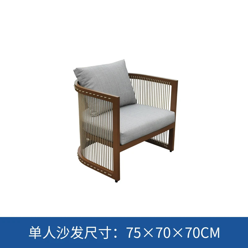 YFY  outdoor rattan sofa courtyard open-air hotel leisure dining chair garden waterproof coffee table combination