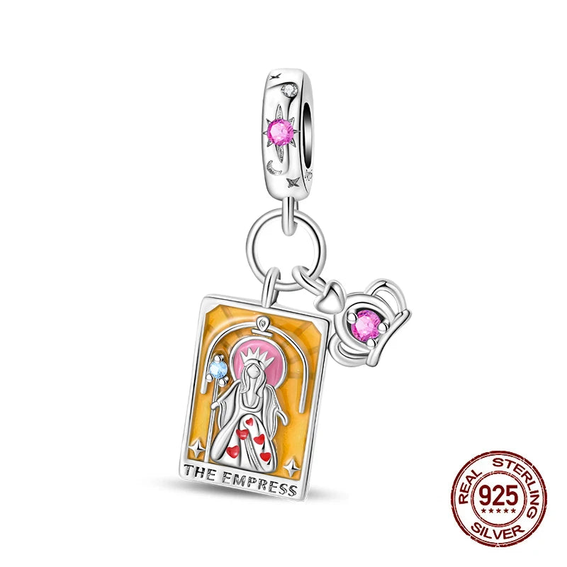 100% 925 Sterling Silver Tarot Collection Pendant DIY Hourglass Beads Fit Pandach Original Bracelet Women Jewelry Birthday Gift