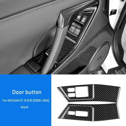 Carbon Fiber Trim  For Nissan GTR R35 2008-2016 Door Window Lifter Button Switch Control Panel Cover StickerCar Interior Styling