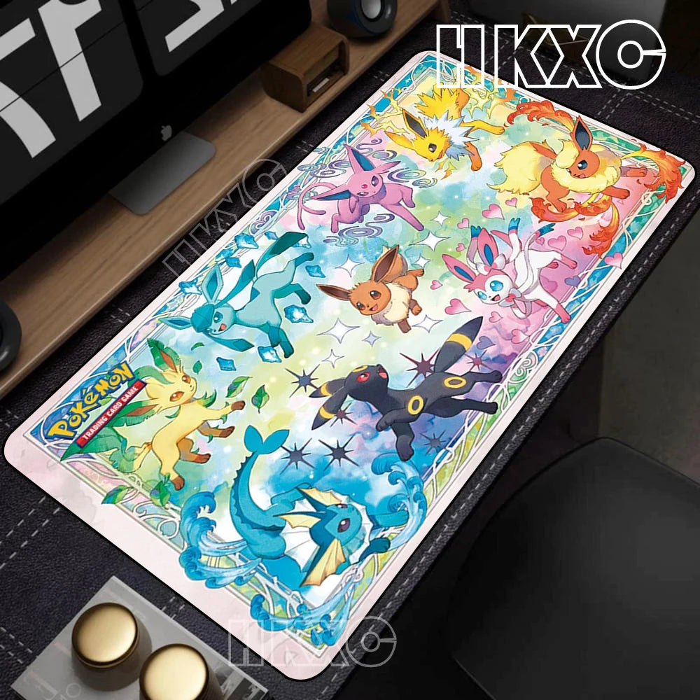 Game Card Pad Gaming Carpet Anime Keyboard Pads Pokemon Eevee Mousepad Gamer Mouse Pads Laptop Extended Desk Mat PC Cabinet Rug