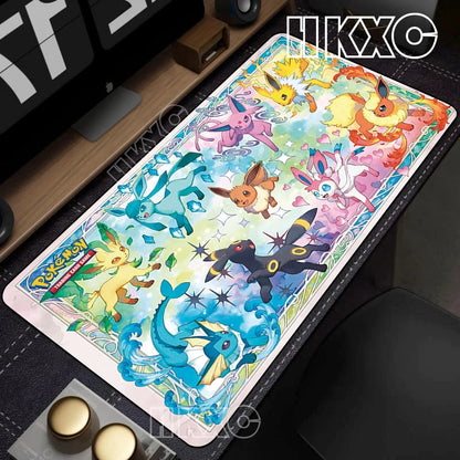 Game Card Pad Gaming Carpet Anime Keyboard Pads Pokemon Eevee Mousepad Gamer Mouse Pads Laptop Extended Desk Mat PC Cabinet Rug