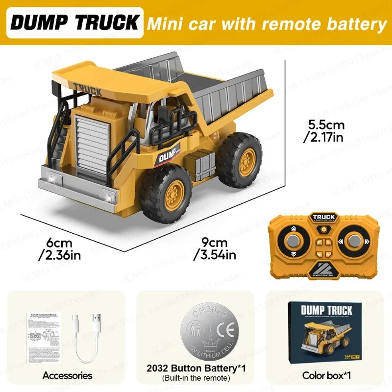 2026 New 1/64 Remote-Controlled Alloy Forklift Engineering Vehicle Tabletop Toys Model Collection Gift For Boys