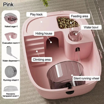 Multi-functions Double Layer Hamster Cage Large Space Visible Pet Habitat House Breathable Translucent Hamster Villa Pet Travel