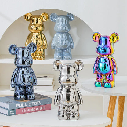 17/27/cm Aesthetic Bear Brick Ceramic Statue Teddy Bear Decor Action Figure Sculptures Ornament for Room Home Decoration Crafts