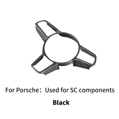 For Porsche Panamera Cayenne Macan 911 718 918 2014-2024 Real Carbon Fiber Car Steering Wheel Decorative Frame  Auto Accessories