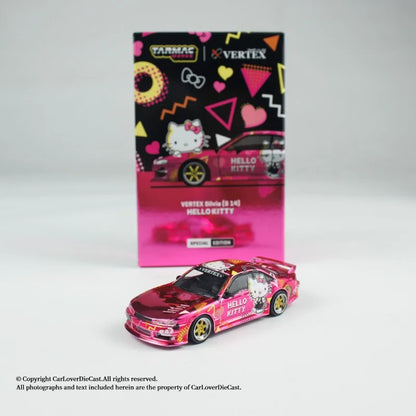 TW 1:64 Nissan VERTEX Silvia S14 Hello Kitty Stylish Static Alloy Car Model, Boys' Toy, Adult Collection Decoration Item.