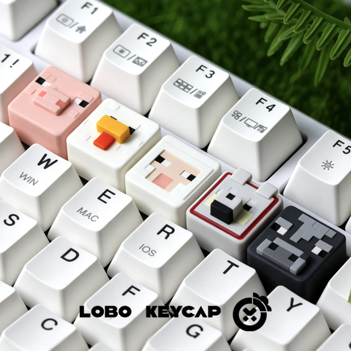 Cartoon Square Shape My World Series Pixel Style Keycap Esc Partial Products Eye Light-Transmitting Game Periphery Collectble