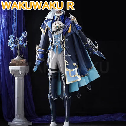 【Ready For Ship】Lohen Cosplay Costume Game Genshin Impact【S-2XL】WakuWaku-R Men Lohen Halloween Knights of Favonius Wig Plus Size