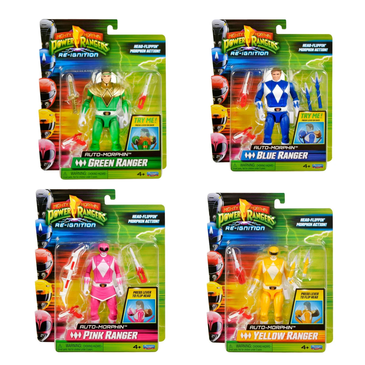 Anime Mighty Morphin Power Rangers Red Ranger Action Figure Green Ranger Model Doll Toy Collect Ornaments Kids Gifts