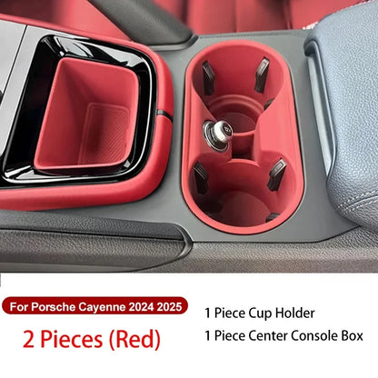For Porsche Cayenne 2024 -2026 Silicone Car Cup Holder Center Console Organizer Anti Spill- Drink Holder Insert Auto Accessories