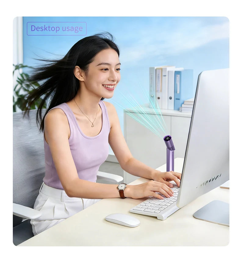 Brushless Motor Large Capacity Portable Charging Folding Lipstick Mini Handheld/Neck Hanging Small Fan
