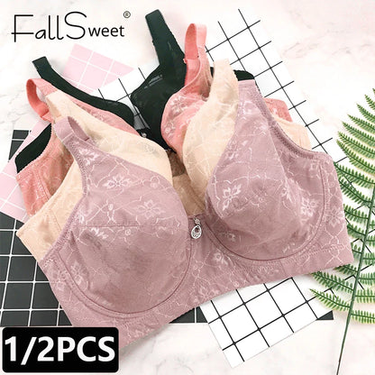FallSweet 1/2PCS Plus Size Minimizer Bra 38-48 E F Cup for Women Underwire Push Up Bra Anti-sagging Brassiere Full Coverage