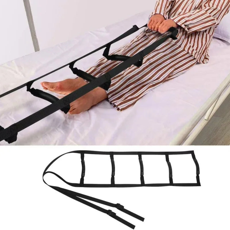Elderly Get Up Aid Bed Ladder Assist Strap Disabled Get Up Assist Belt with Handrail Pull Up Sit Up Rope Ladder Lifting Assist