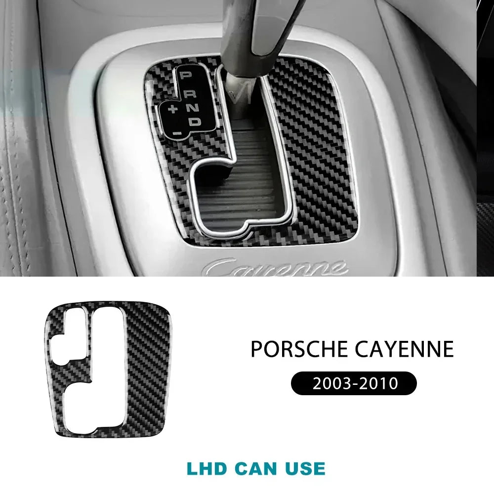 Real Soft Carbon Fiber Sticker For Porsche Cayenne 2003 2004 2005 2006 2007 2008 2009 2010 Gear Shift Panel Interior Accessories