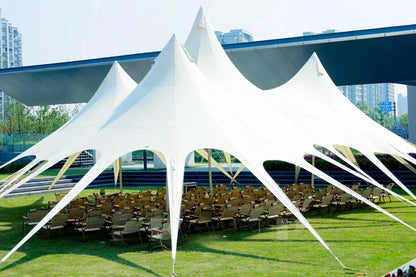 Waterproof Canvas Lotus Tipi Tent Wood Pole Glamping Tent Outdoor Resort Camping Wedding Event Custom Design