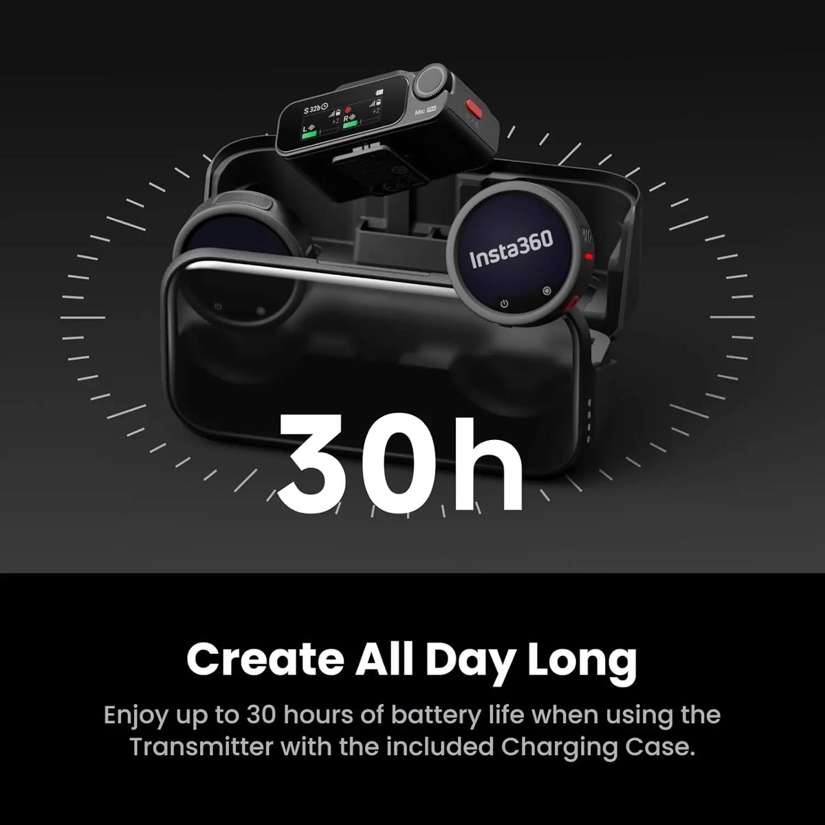 Insta360 Mic Pro , Wireless Mini Lavalier Microphone for iPhone/Camera/Android, Video Recording, Vlogging, Bluetooth