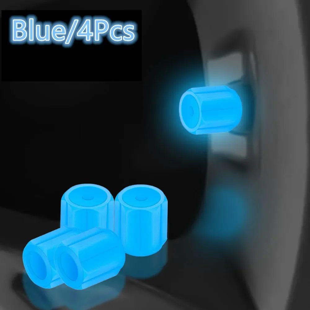 Luminous Tires Valve Caps Car Styling Universal Fluorescent Tire Valves Cap Car Motorcycle Bike Wheel Plug Tyre Hub Cover Decor