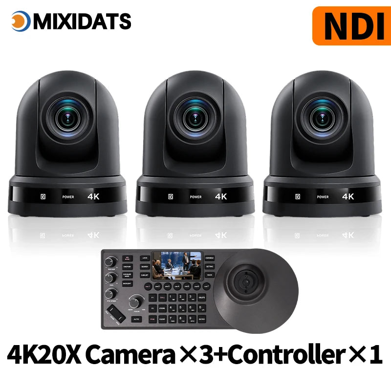 4K NDI camera 20x zoom AI tracking USB HDMI LAN and POE interfaces suitable for live streaming and business meetings in churches
