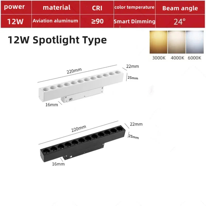Magnetic Track LED Light Fixtures Flexible Ceiling Spotlight Rail Strip Magnet System For Indoor Modern Home Living Room Kitchen