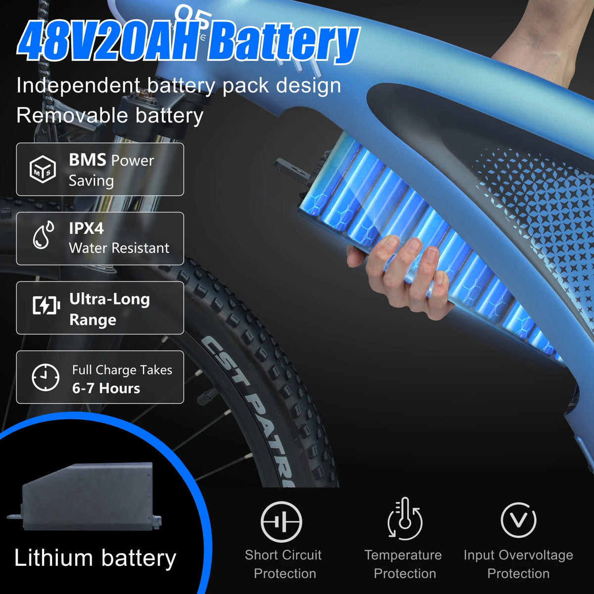 HUANCI Q5 Electric Bike for Adults Mountain Tire E Bike 48V 20Ah Battery Electric Bicycle for Commuting Long Range