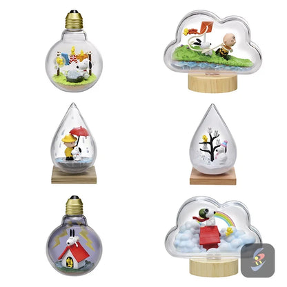 RE-MENT Snoopy Scene Blind Box Toys Bottle Weather Bottle Miniature Spike Andy Anime Figures Doll Model Toys Collect Ornaments