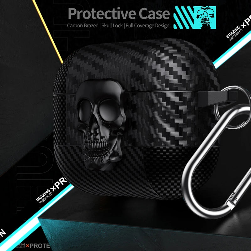 Magnetic Headphone Case with Hook, Durable Protective Cover, Thug Skull Series For Airpods Pro 3 2 1 and Airpods 4