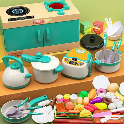 Kids Kitchen Toys Set 84/70/56/33 PCS Play Kitchen Accessories Kit with Play Pots Pretend Food Cooking Toy Toddler Girl Boy Gift