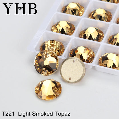 YHB Top Quality XIRIUS Glass Crystal AB Moonlight Sewing Stones Flatback Sew on Rhinestones For Garment Clothes Bags
