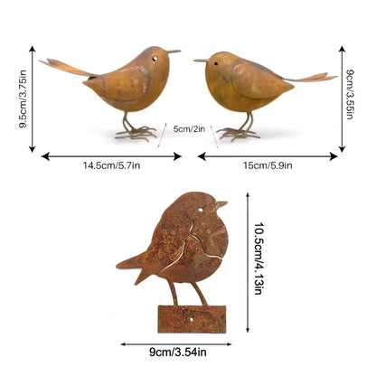 1/2Pcs Rustic Metal Birds Outdoor Garden Decor, Iron Art Bird Statue Sculpture Ornament for Yard, Patio and Lawn Decoration
