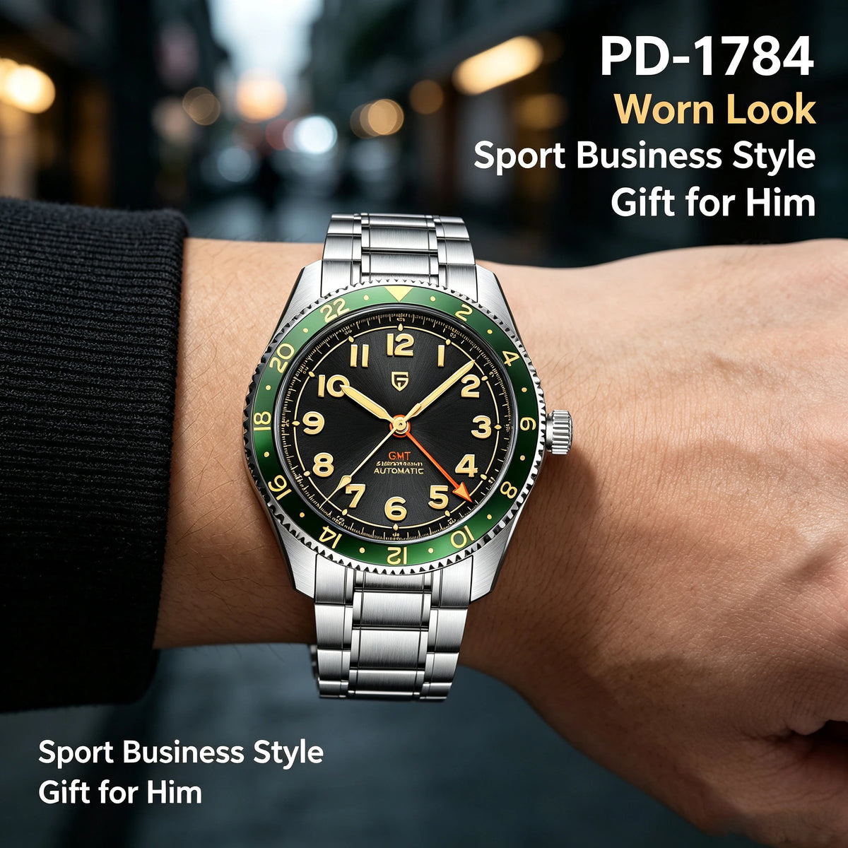 PAGANI DESIGN GMT Automatic Watch For Men 40MM Vintage Dial Sapphire 200M Waterproof Luminous Stainless Mechanical Wristwatch