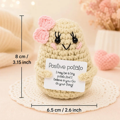 Positive Crochet Handmade Amigurumi Doll Emotional Support Pocket Hug Knit Plant Flower Encouragement Gift for Friends Coworker