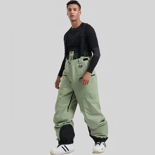Ski Pants Outdoor Winter Thickening Warm Skiing Strap Overalls New Men Women Loose Snow Waterproof Windproof Snowboard Trousers