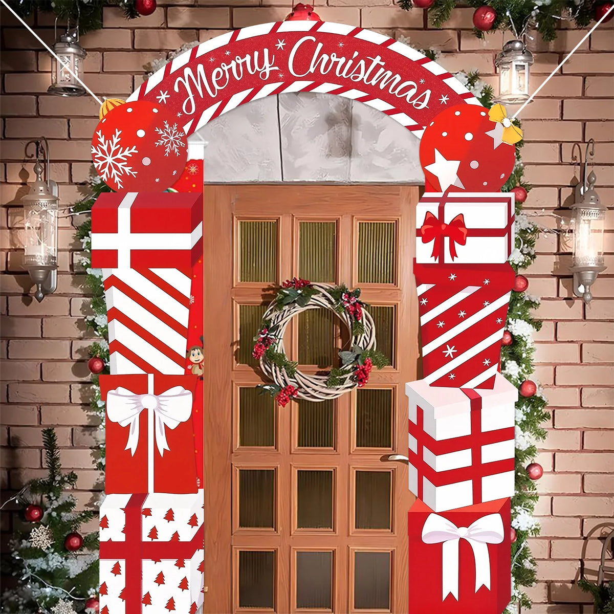 Christmas Hanging Door Banner Merry Christmas Decoration for Home festival Gift Box Xmas Door Navidad Notal Noel New Year 2026