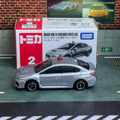 Takara Tomy Tomica No.2 Subaru WRX S4 Unmarked Patrol Car 1:64 Scale Alloy Diecast Car Mini Vehicle Collection Gift for Kids