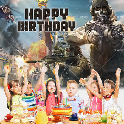 Call of Duty Theme Backdrop Kids Birthday Decorations Party Supplies Banner Poster Stimulating Game Boys Favor Gifts Photo Props
