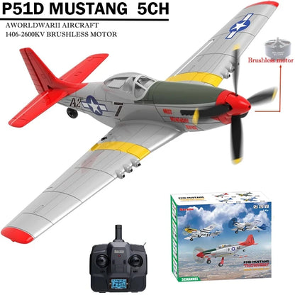 New P51D Mustang Remote Control Aircraft 2.4G One Click Aerobatic Flight 5CH Glider RTF Equipped with Xpilot Stability System